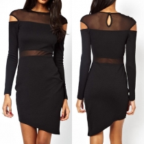 Sexy Off-shoulder Gauze Spliced Irregular Hem Dress