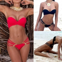 Sexig enfärgad snörbikini i en del