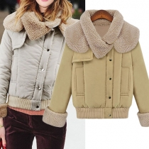 Fashion Faux Cashmere Lapel Long Sleeve Warm Coat