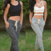 Fashion Lacing-Feature Slim High-Waist Pants