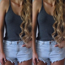 Fashion Solid Color Round Neck Cami Tops 
