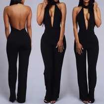 Sexy Backless Deep V-neck High Waist Jumpsuits