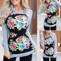 Fashion Long Sleeve Hooded Printed T-shirt