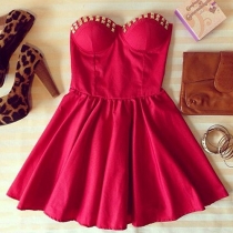 Sexy Strapless Rhinestone High Waist Party Dress