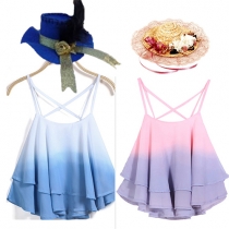 Sexy Color Gradient Chiffon Cami Tops 