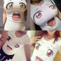 Cute Cartoon Printed Short Sleeve Round Neck T-shirt