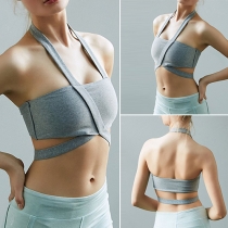 Sexy Backless Solid Color Halter Bandeau Tops 