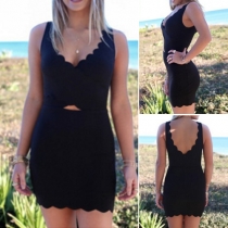 Sexy Deep V-neck Sleeveless Slim Fit Dress