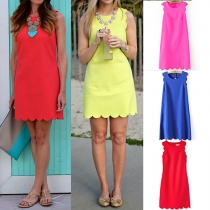 Fashion Solid Color Sleeveless Round Neck Slim Fit Dress