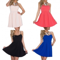 Sexy High Waist Solid Color Sling Dress