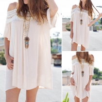 Sexy Off-shoulder Lace Spliced Sling Chiffon Dress