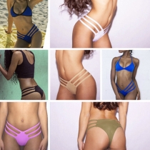 Sexy Solid Color Hollow Out Bikini Triangle Briefs