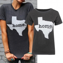 Casual Style Short Sleeve Round Neck Letters Printed T-shirt