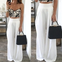 Fashion Solid Color High Waist Wide Leg Pants