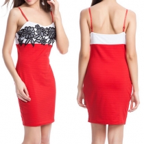Sexy Lace Spliced High Waist Slim Fit Sling Dress