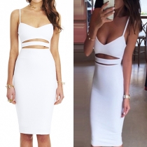 Sexy Deep V-neck Hollow Out High Waist Sling Dress