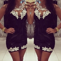 Sexy Lace Spliced Sleeveless Sheath Dress