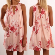 Fashion Sleeveless Round Neck Loose Printed Dress