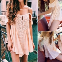 Sexy Off-shoulder Lace Spliced Sling Dress