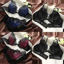 Sexy Lace-up Spliced Push-up Bra Set