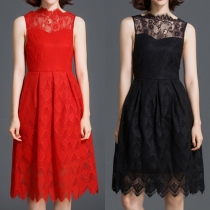 Sexy Sleeveless High Waist Lace Party Dress