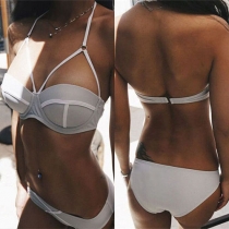 Sexy Hollow Out Push-up Halter Bikini Set