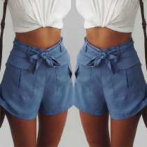 Fashion Solid Color High Waist Shorts