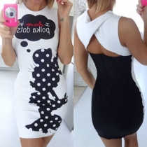 Fashion Printed Sleeveless Round Neck Slim Fit Dress