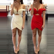 Sexy Off-shoulder Irregular Hem Slim Fit Sling Party Dress