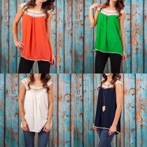 Fashion Lace Spliced Loose Tops