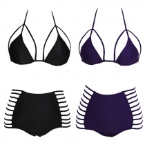 Sexy Hollow Out Bra + High Waist Hollow Out Briefs Bikini Set