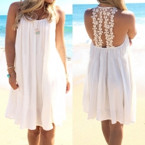 Sexy Backless Lace Crochet Spliced Loose Chiffon Dress