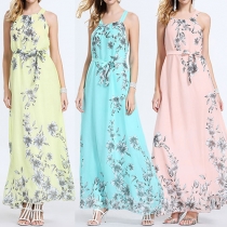 Bohemian Style Printed Chiffon Maxi Dress