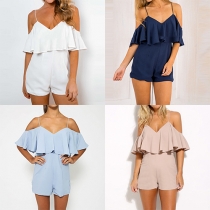 Sexy Off-shoulder V-neck Flouncing Sling Rompers