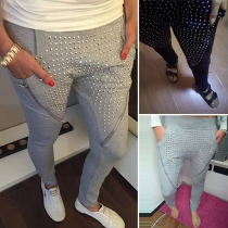 Retro Style Rivet Harem Pants