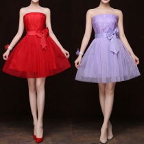 Sexy Strapless Bowknot High Waist Party Dress