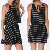 Sexy Off-shoulder Loose Sling Striped Dress