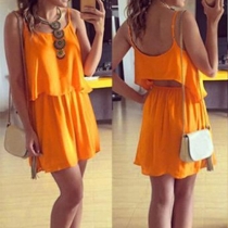 Sexy Backless Cami Tops + High Waist Skirt Two-piece Set