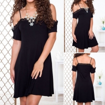 Sexy Off-shoulder Lace Spliced Slash Neck Sling Dress