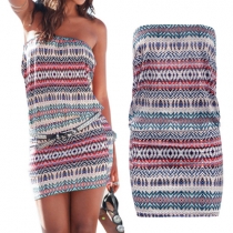 Sexy Strapless Printed Slim Fit Dress