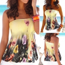 Sexy Strapless Printed Tops