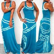 Fashion Round Neck Sleeveless Printed Slim-fitting Maxi Dress