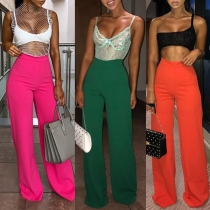 Fashion Solid Color Wide Legs Pants