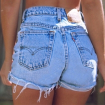 Fashion High Waist Denim Shorts