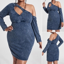 Sexy Off Shoulder Bodycon Denim Dress