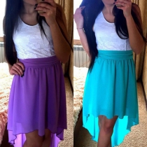 Fashion Contrast Color Round Neck Sleeveless High-low Hemline Dress