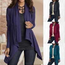 Fashion Solid Color Long Sleeve Irregular Cardigan