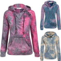 Fashion Contrast Color Front Pocket Hooded Long Sleeve Sweatshirt