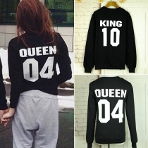 Romantic Letters Printed Round Neck Long Sleeve Couple Sweatshirts