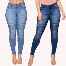Mode Lågväxt Crinkle Skinny Jeans för kvinnor